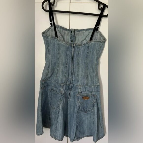 Vintage D&G Dolce Mini Denim Dress Size 40 (US 6) Adjustable Straps Y2K Designer - Picture 2 of 10